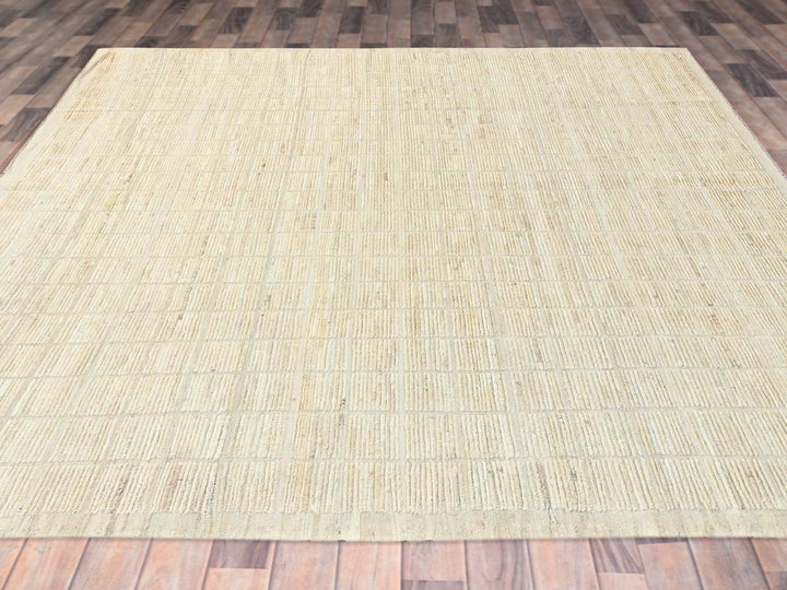 8'1" x 9'10" New Hand Knotted Ivory Wool Rectangle Oriental Rug - MOA1021424