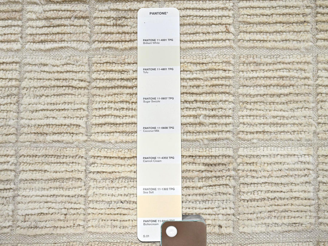 8'1" x 9'10" New Hand Knotted Ivory Wool Rectangle Oriental Rug - MOA1021424