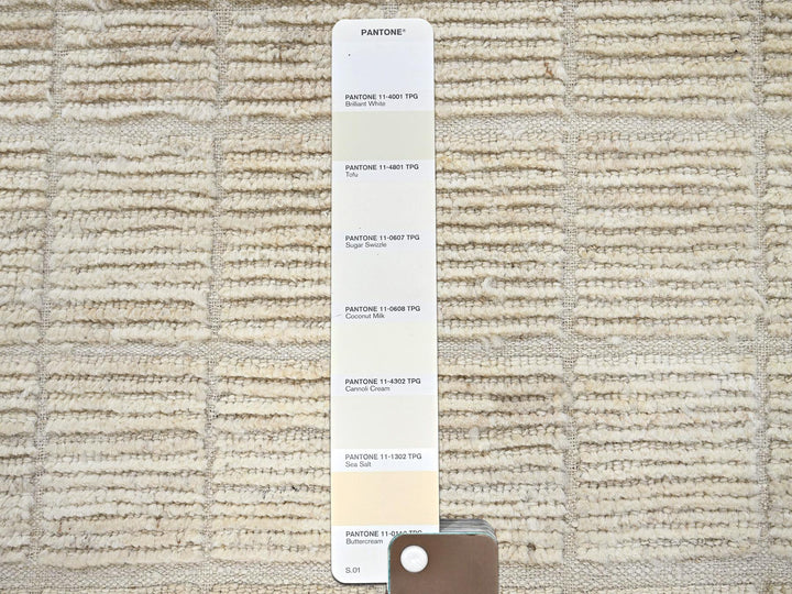 8'1" x 9'10" New Hand Knotted Ivory Wool Rectangle Oriental Rug - MOA1021424