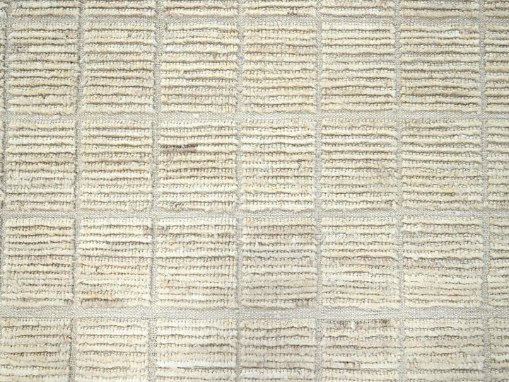 8'1" x 9'10" New Hand Knotted Ivory Wool Rectangle Oriental Rug - MOA1021424