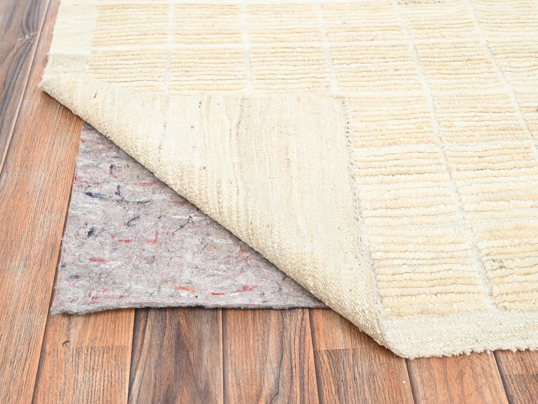 9'1" x 11'9" New Hand Knotted Ivory Wool Rectangle Oriental Rug - MOA1021426