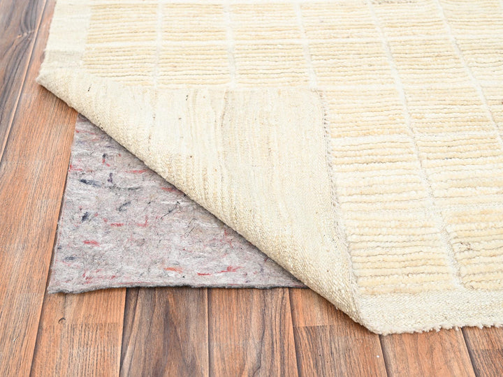 9'1" x 11'9" New Hand Knotted Ivory Wool Rectangle Oriental Rug - MOA1021426