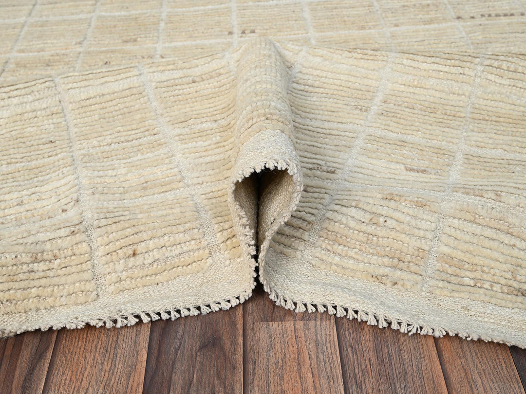 9'1" x 11'9" New Hand Knotted Ivory Wool Rectangle Oriental Rug - MOA1021426