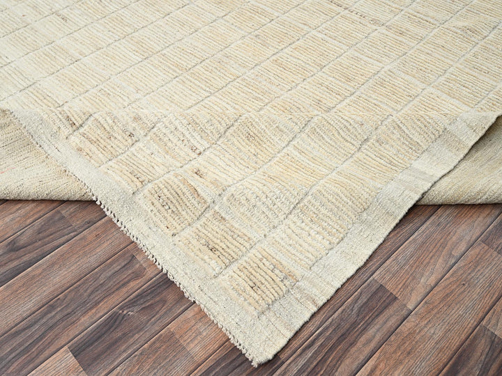 9'1" x 11'9" New Hand Knotted Ivory Wool Rectangle Oriental Rug - MOA1021426