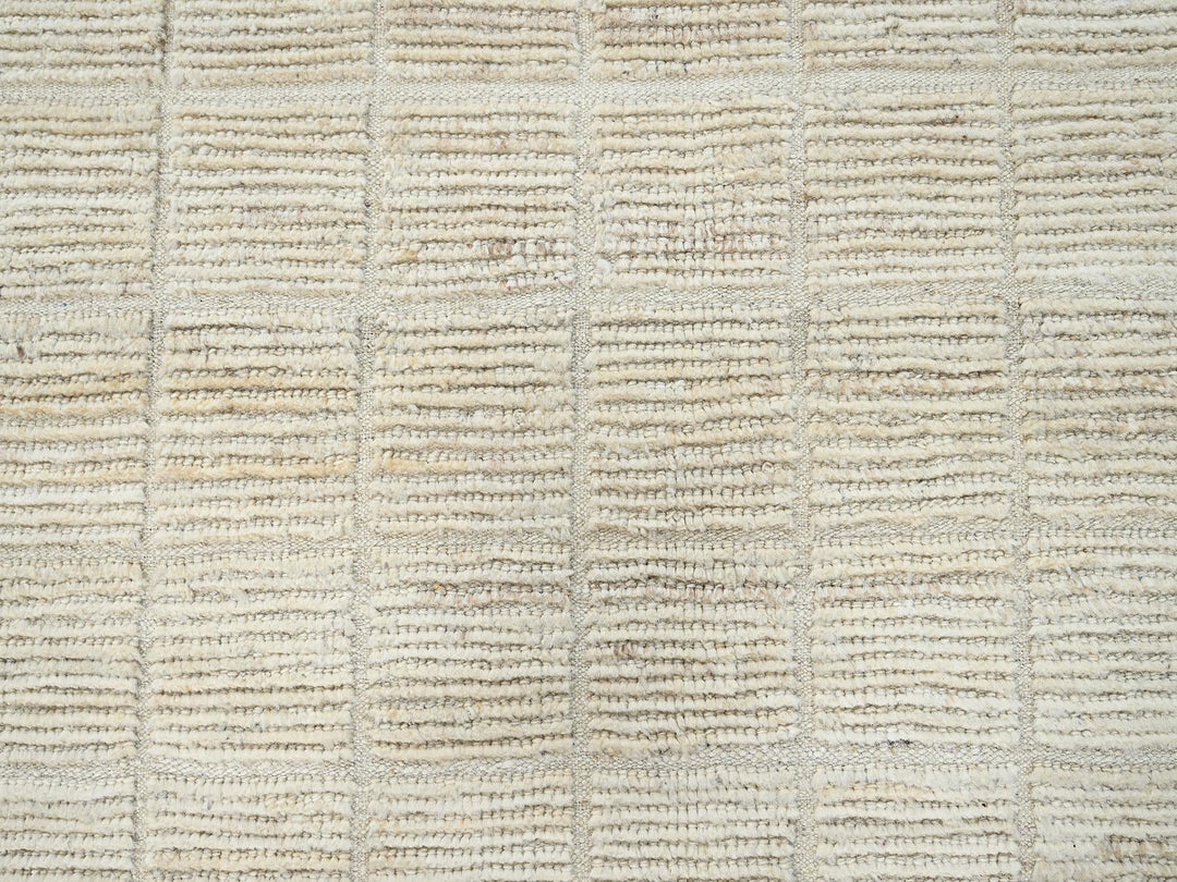 9'1" x 11'9" New Hand Knotted Ivory Wool Rectangle Oriental Rug - MOA1021426