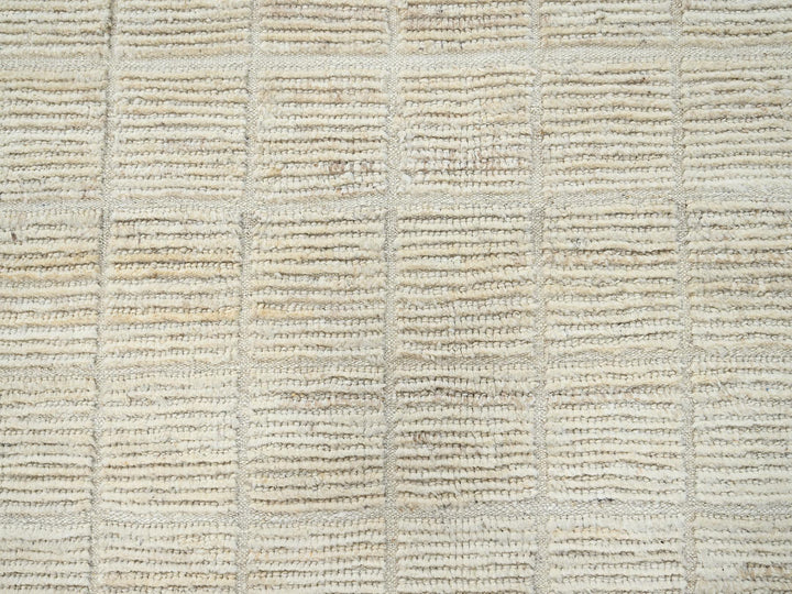 9'1" x 11'9" New Hand Knotted Ivory Wool Rectangle Oriental Rug - MOA1021426