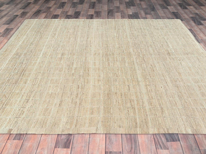 9'1" x 11'10" New Hand Knotted Ivory Wool Rectangle Oriental Rug - MOA1021431