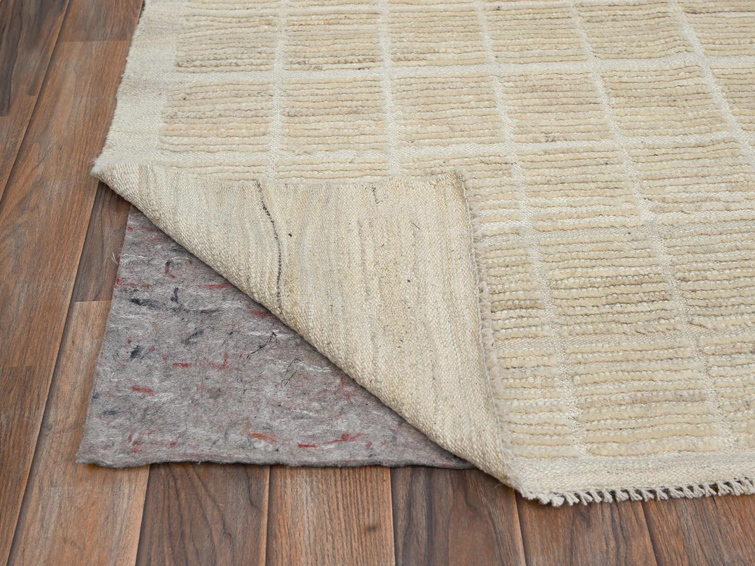 9'1" x 11'10" New Hand Knotted Ivory Wool Rectangle Oriental Rug - MOA1021431