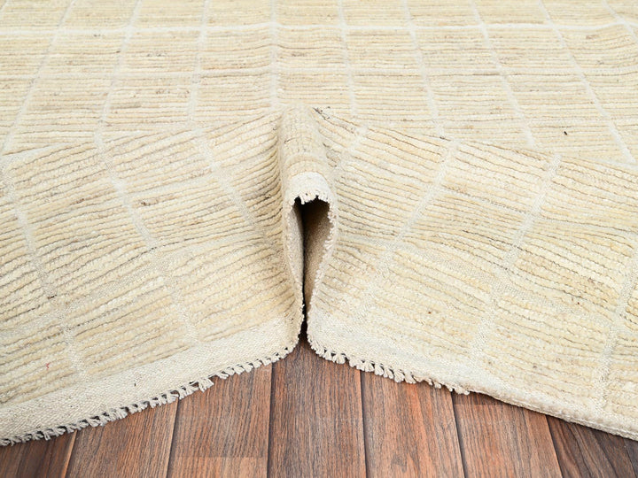 9'1" x 11'10" New Hand Knotted Ivory Wool Rectangle Oriental Rug - MOA1021431