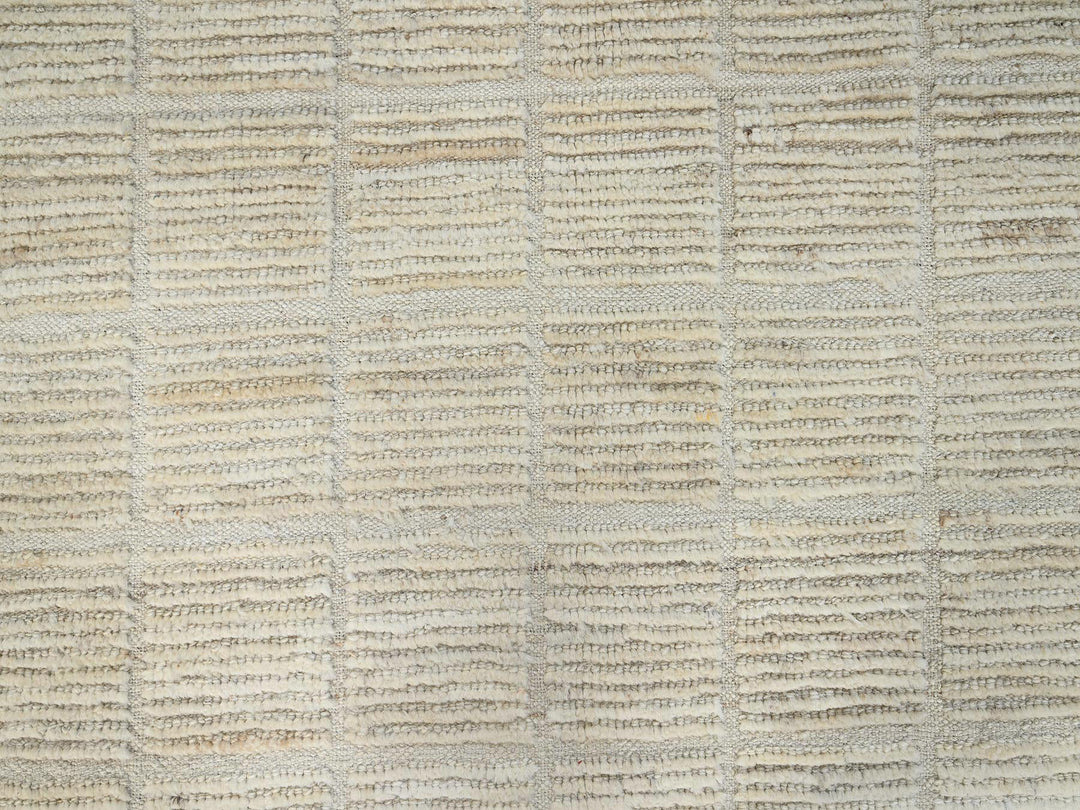 9'1" x 11'10" New Hand Knotted Ivory Wool Rectangle Oriental Rug - MOA1021431