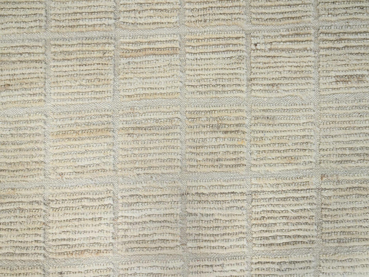 9'1" x 11'10" New Hand Knotted Ivory Wool Rectangle Oriental Rug - MOA1021431