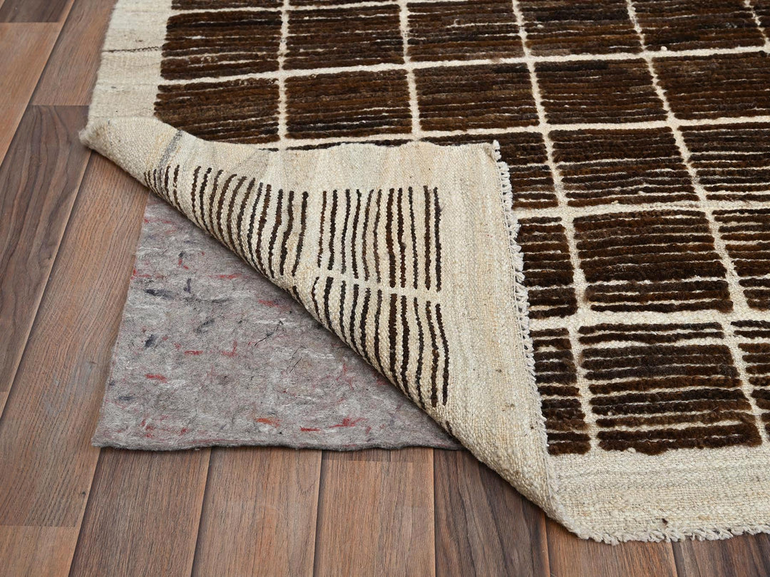 12'10" x 14'10" New Hand Knotted Brown Wool Rectangle Oriental Rug - MOA1021433