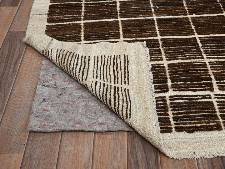 12'10" x 14'10" New Hand Knotted Brown Wool Rectangle Oriental Rug - MOA1021433