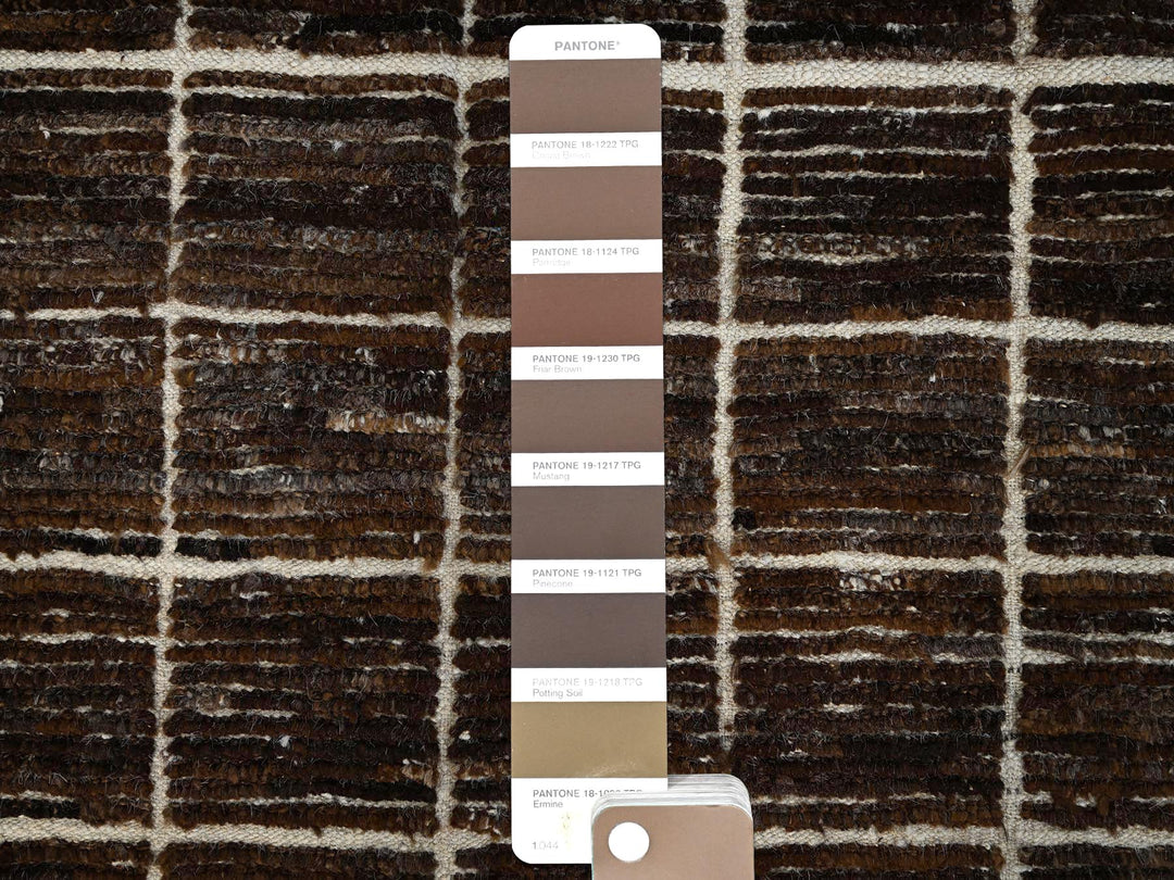 12'10" x 14'10" New Hand Knotted Brown Wool Rectangle Oriental Rug - MOA1021433