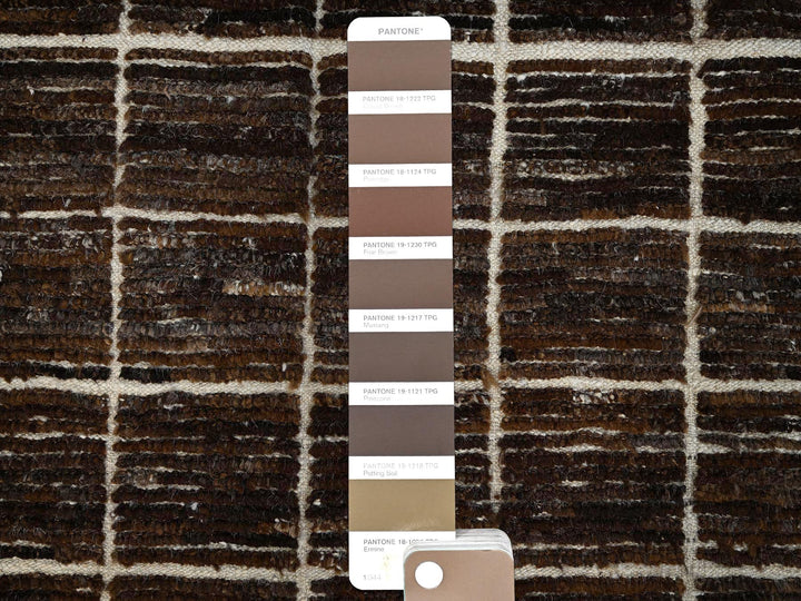 12'10" x 14'10" New Hand Knotted Brown Wool Rectangle Oriental Rug - MOA1021433