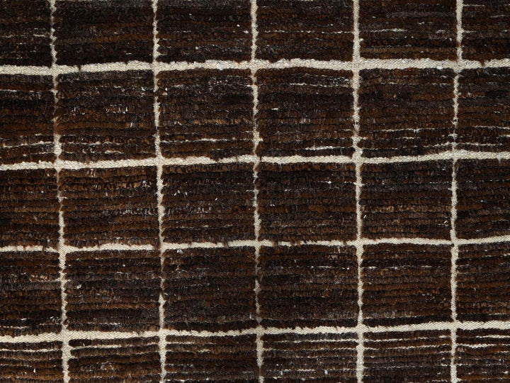 12'10" x 14'10" New Hand Knotted Brown Wool Rectangle Oriental Rug - MOA1021433