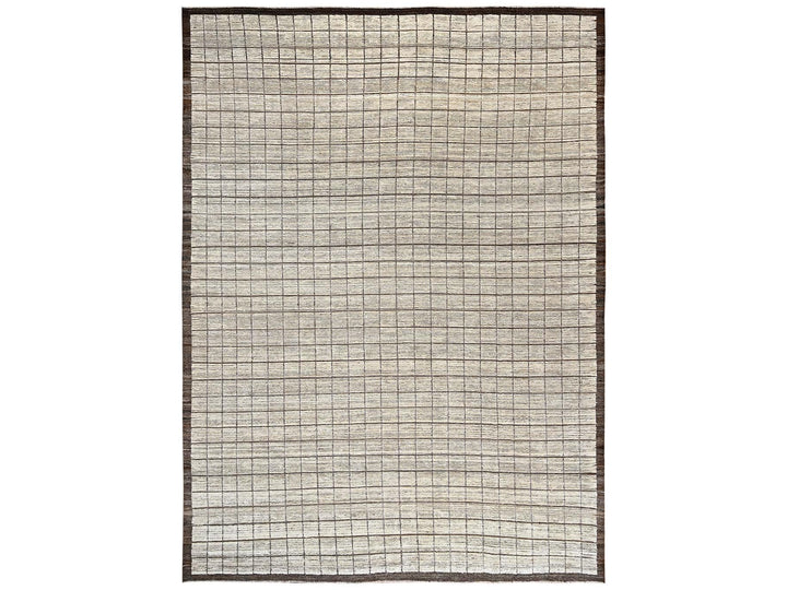 13'3" x 19'7" New Hand Knotted Ivory Wool Rectangle Oriental Rug - MOA1021434