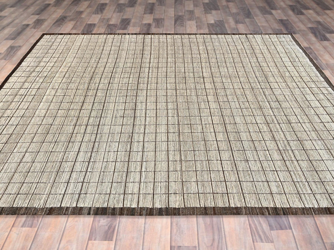 13'3" x 19'7" New Hand Knotted Ivory Wool Rectangle Oriental Rug - MOA1021434