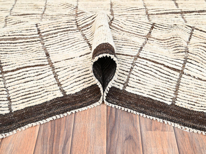 13'3" x 19'7" New Hand Knotted Ivory Wool Rectangle Oriental Rug - MOA1021434