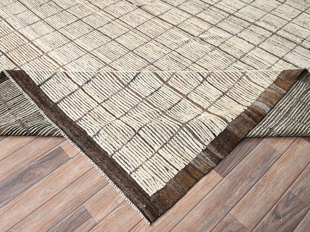 13'3" x 19'7" New Hand Knotted Ivory Wool Rectangle Oriental Rug - MOA1021434