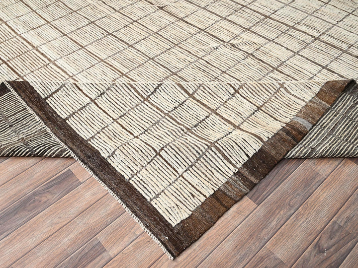 13'3" x 19'7" New Hand Knotted Ivory Wool Rectangle Oriental Rug - MOA1021434