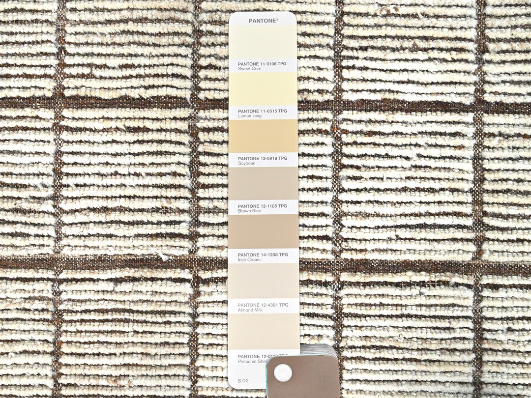 13'3" x 19'7" New Hand Knotted Ivory Wool Rectangle Oriental Rug - MOA1021434