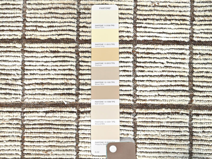 13'3" x 19'7" New Hand Knotted Ivory Wool Rectangle Oriental Rug - MOA1021434