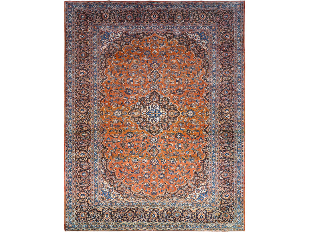 9'8" x 12'8" Vintage Hand Knotted Red Wool Rectangle Oriental Rug - MOA102143