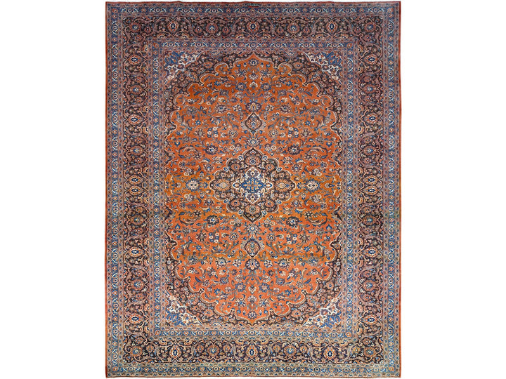 9'8" x 12'8" Vintage Hand Knotted Red Wool Rectangle Oriental Rug - MOA102143