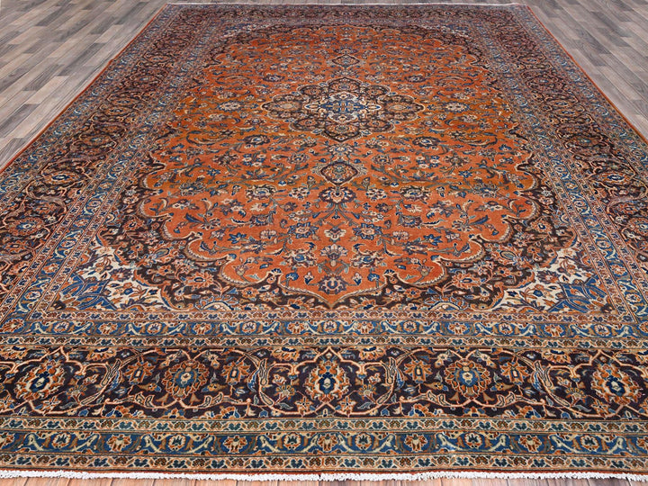 9'8" x 12'8" Vintage Hand Knotted Red Wool Rectangle Oriental Rug - MOA102143