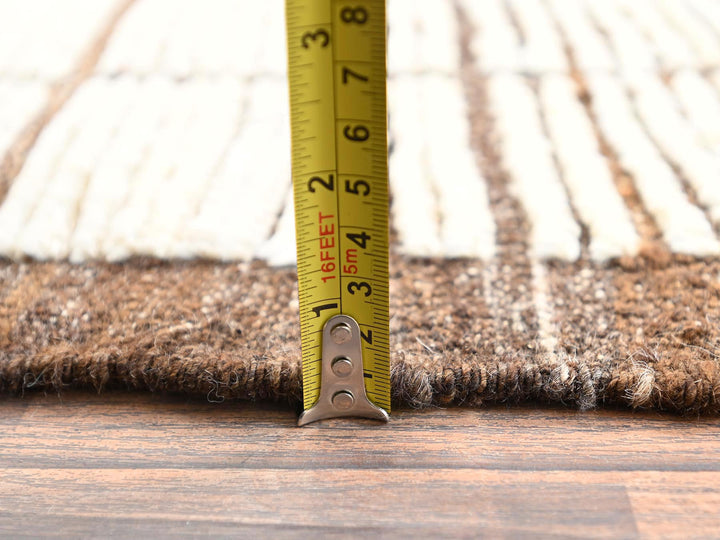 4'5" x 5'9" New Hand Knotted Ivory Wool Rectangle Oriental Rug - MOA1021440