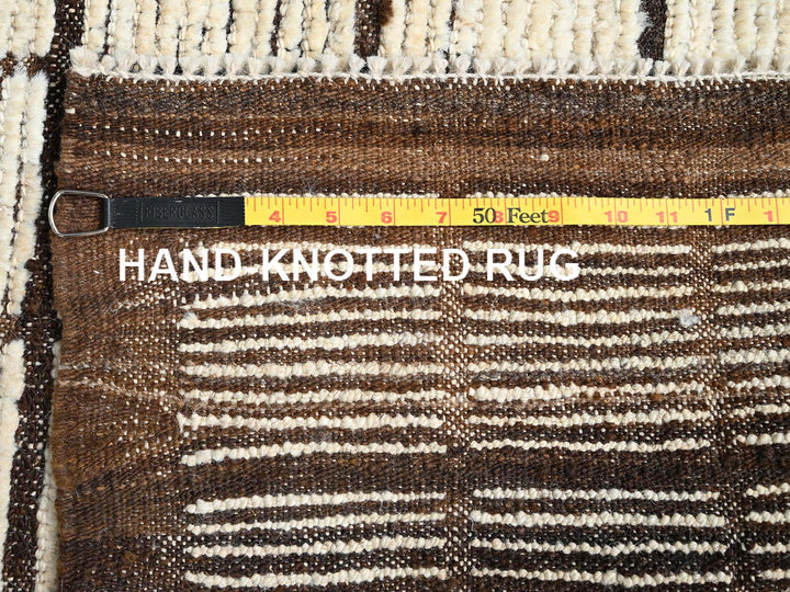 4'5" x 5'9" New Hand Knotted Ivory Wool Rectangle Oriental Rug - MOA1021440