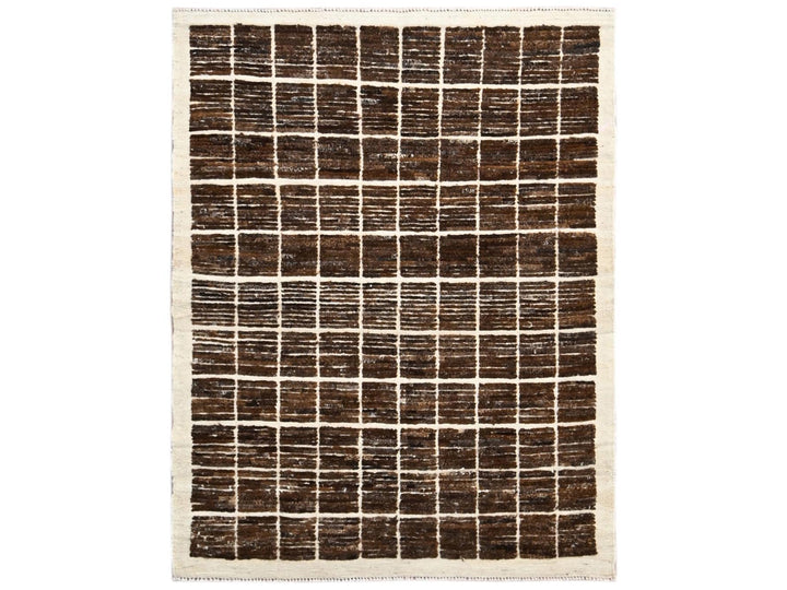 4'4" x 5'8" New Hand Knotted Brown Wool Rectangle Oriental Rug - MOA1021441