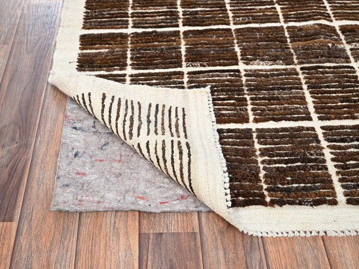 4'4" x 5'8" New Hand Knotted Brown Wool Rectangle Oriental Rug - MOA1021441