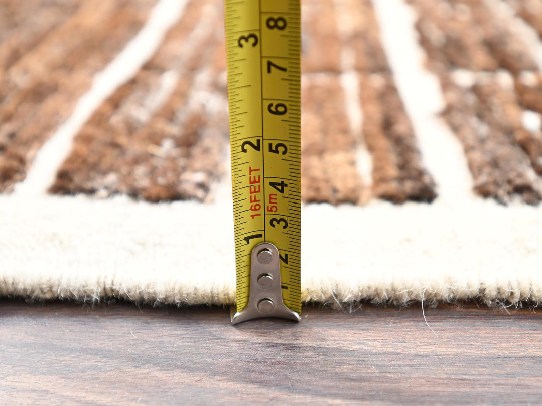 4'4" x 5'8" New Hand Knotted Brown Wool Rectangle Oriental Rug - MOA1021441