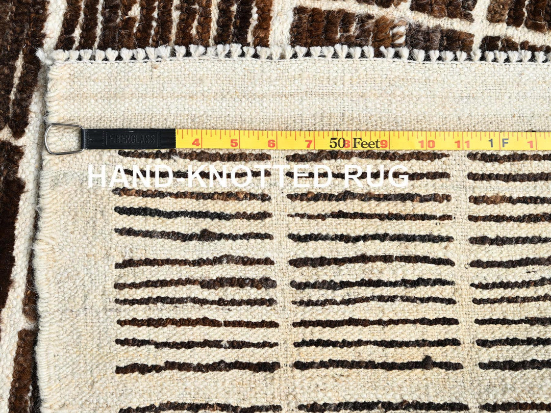 4'4" x 5'8" New Hand Knotted Brown Wool Rectangle Oriental Rug - MOA1021441