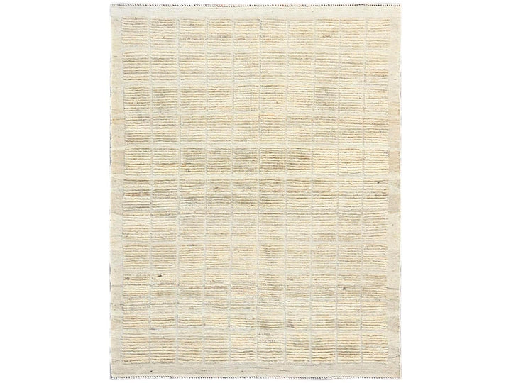 4'4" x 5'8" New Hand Knotted Ivory Wool Rectangle Oriental Rug - MOA1021442