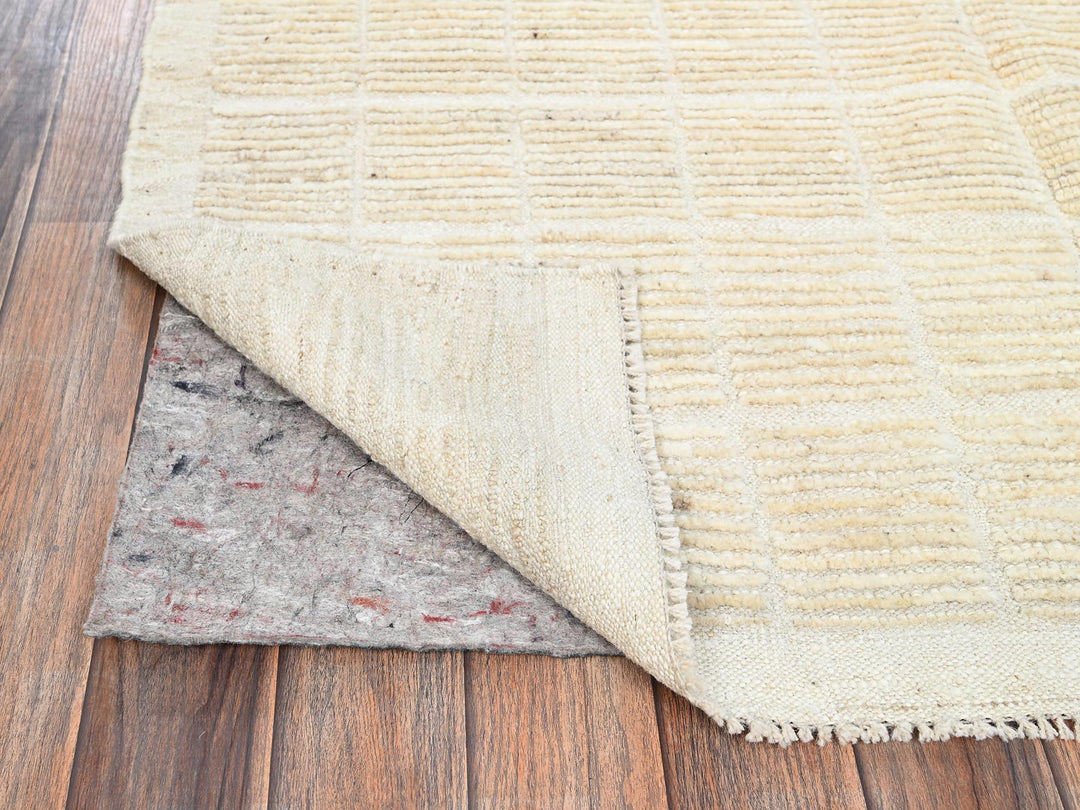 4'4" x 5'8" New Hand Knotted Ivory Wool Rectangle Oriental Rug - MOA1021442