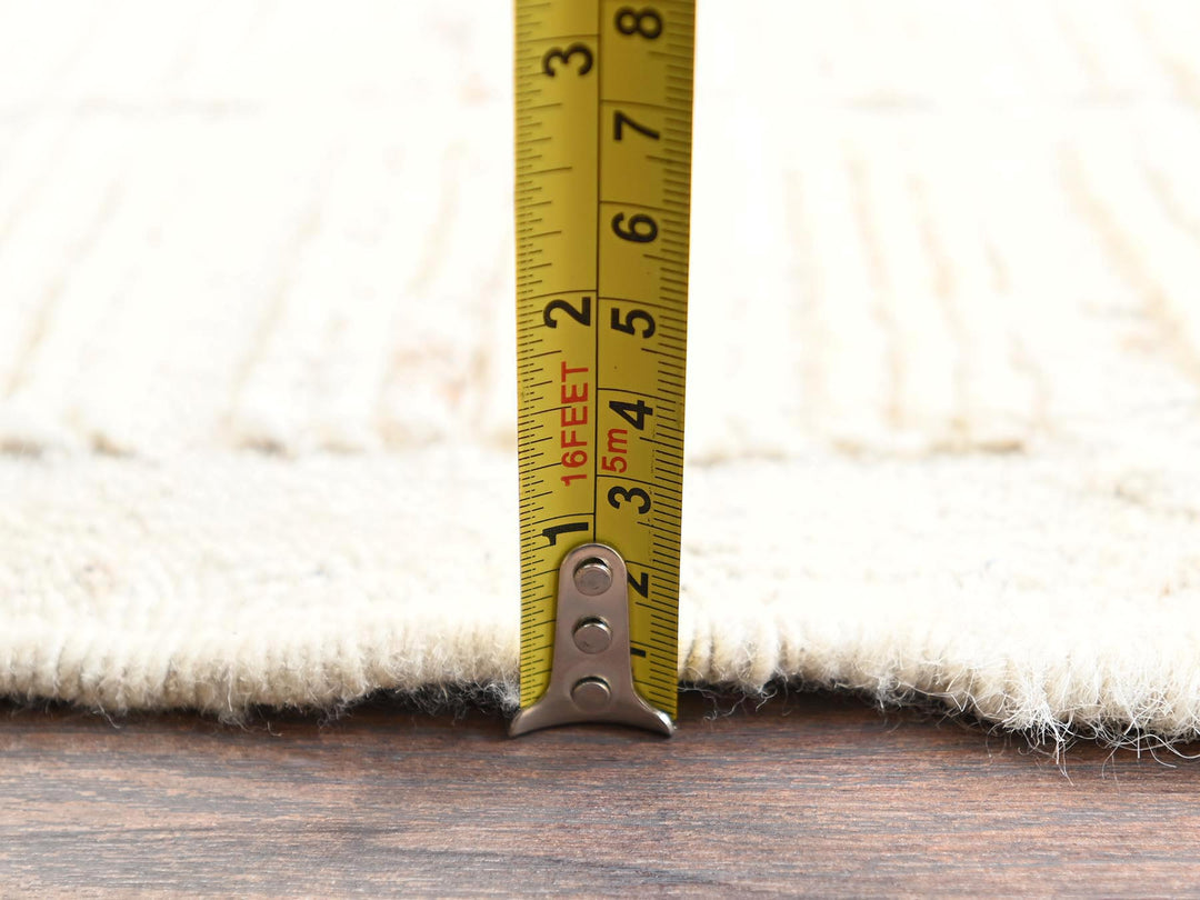 4'4" x 5'8" New Hand Knotted Ivory Wool Rectangle Oriental Rug - MOA1021442