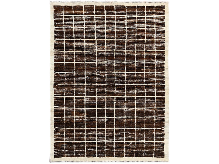 4'10" x 6'4" New Hand Knotted Brown Wool Rectangle Oriental Rug - MOA1021444