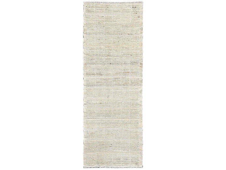 2'8" x 7'5" New Hand Knotted Ivory Wool Runner Oriental Rug - MOA1021446