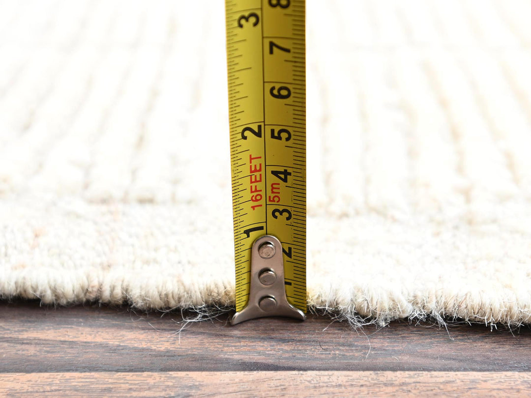 2'8" x 7'5" New Hand Knotted Ivory Wool Runner Oriental Rug - MOA1021446