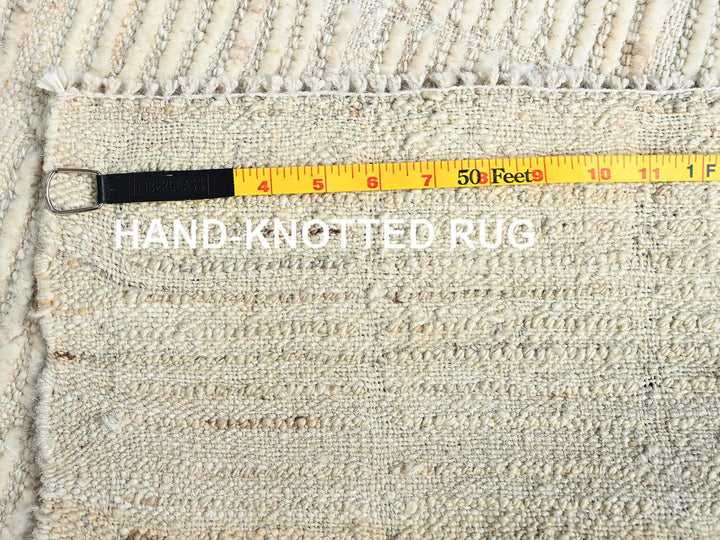 2'8" x 7'5" New Hand Knotted Ivory Wool Runner Oriental Rug - MOA1021446