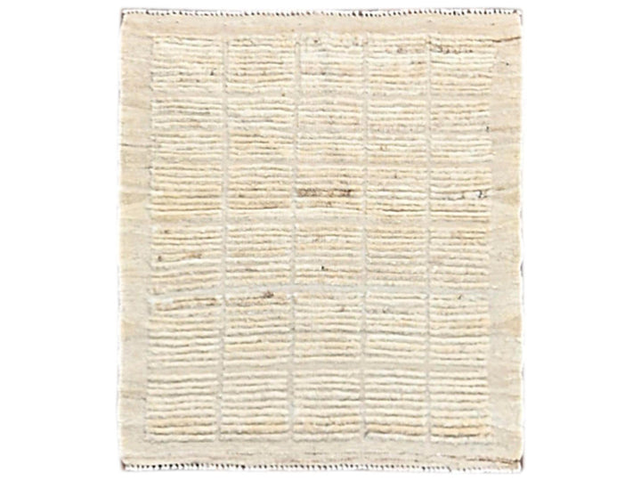 2'5" x 2'9" New Hand Knotted Ivory Wool Rectangle Oriental Rug - MOA1021447