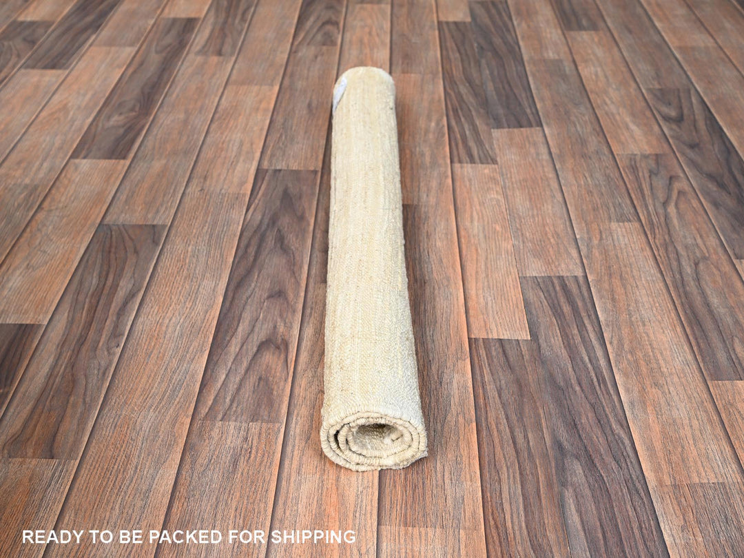 2'5" x 2'9" New Hand Knotted Ivory Wool Rectangle Oriental Rug - MOA1021447