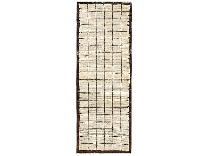 2'9" x 7'9" New Hand Knotted Ivory Wool Runner Oriental Rug - MOA1021451