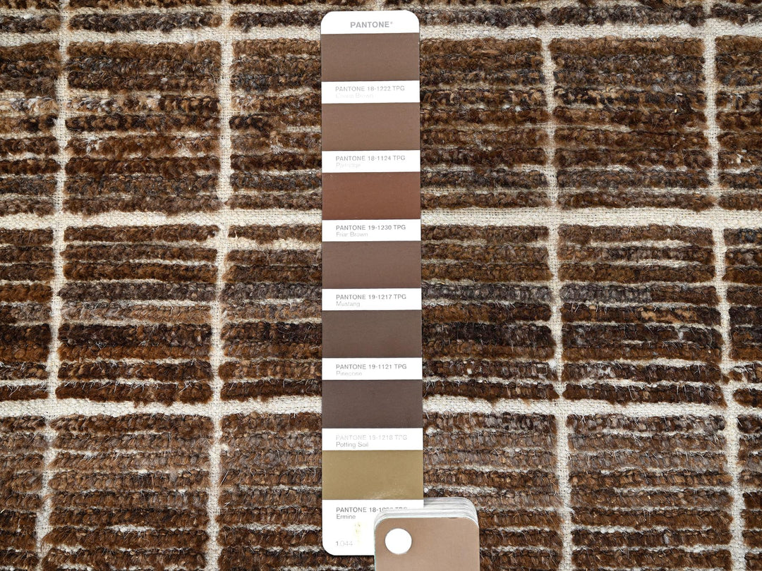 2'9" x 9'4" New Hand Knotted Brown Wool Runner Oriental Rug - MOA1021454