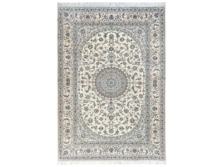 9'6" x 13'2" New Hand Knotted Ivory Wool & Silk Rectangle Oriental Rug - MOA1021456