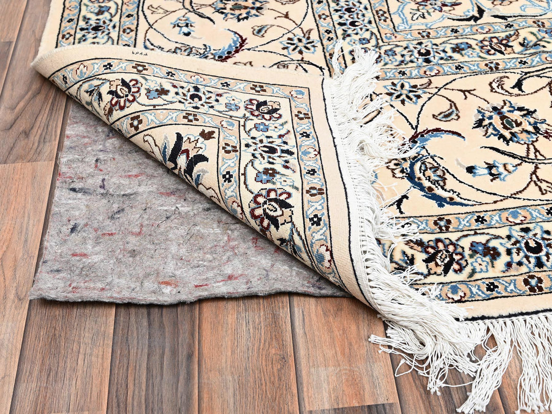 9'6" x 13'2" New Hand Knotted Ivory Wool & Silk Rectangle Oriental Rug - MOA1021456