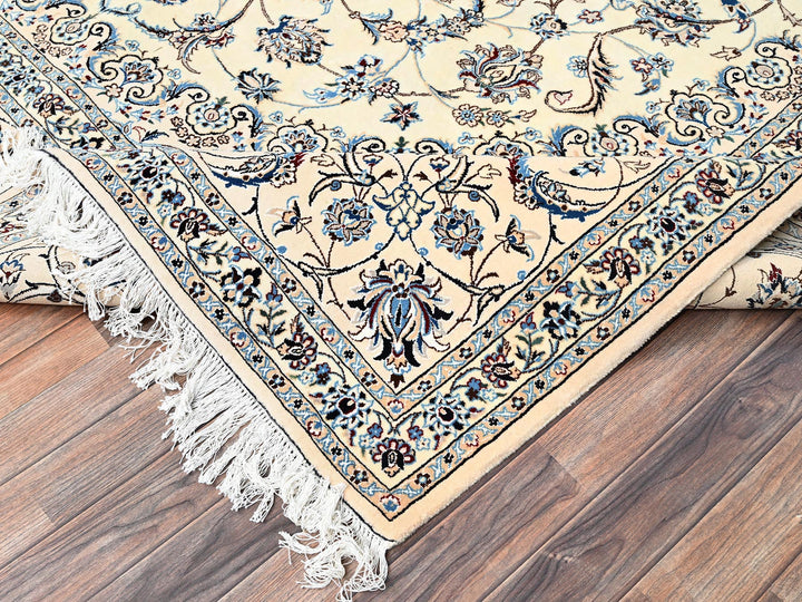 9'6" x 13'2" New Hand Knotted Ivory Wool & Silk Rectangle Oriental Rug - MOA1021456